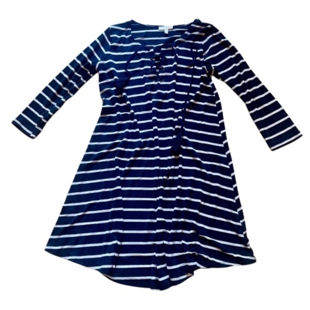 Gianni Bini Navy and White Striped Dress